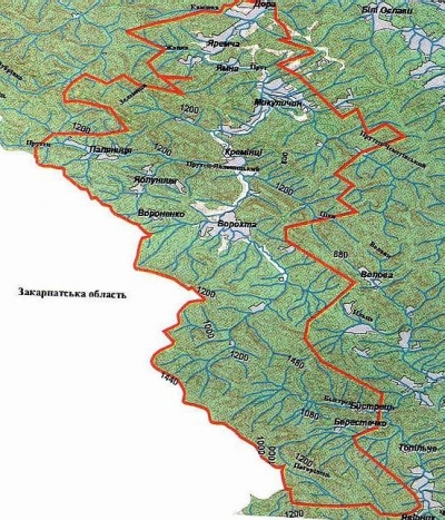Карта Карпатського НПП.