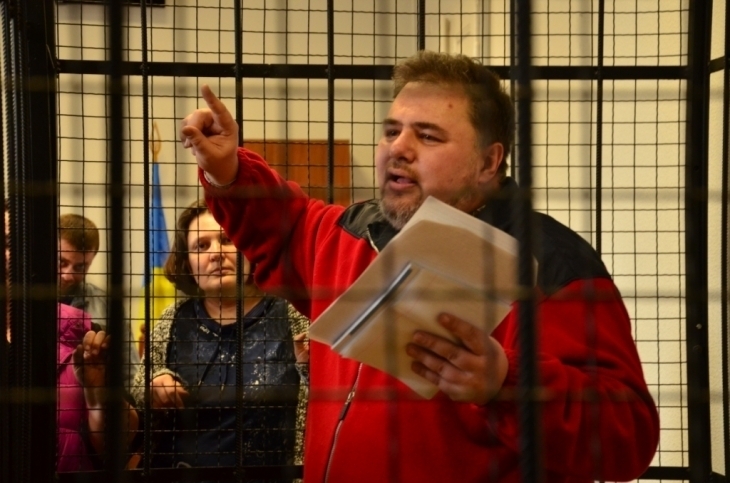 Руслан Коцаба на суді по обвинуваченню у дерзраді. Квітень 2015