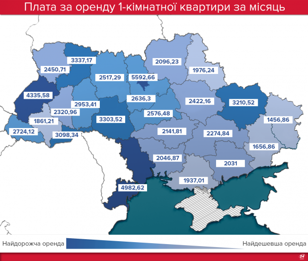 На Прикарпатті найнижчі ціни на оренду квартир після Луганської та Донецької областей