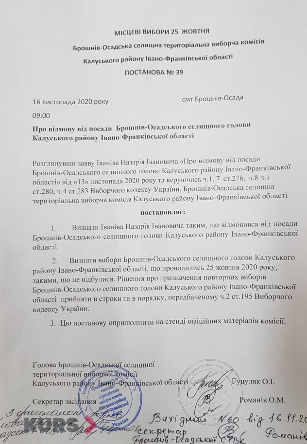 Назарій Іванів відмовився від посади голови Брошнів-Осадської ОТГ 1