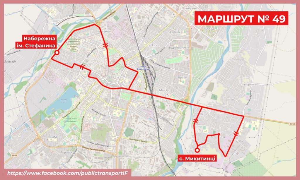 схема маршруту 49 Івано-Франківськ