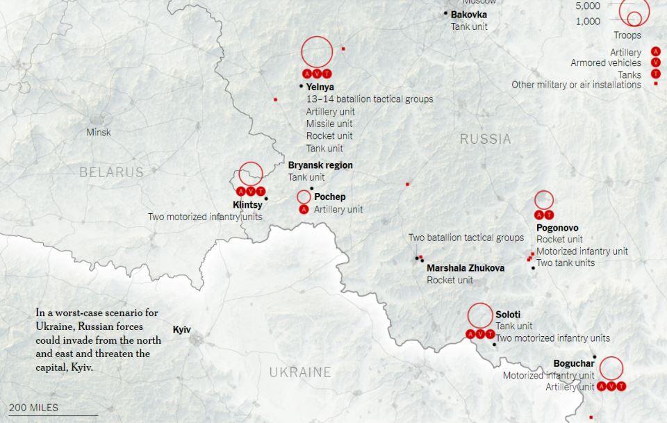 Російська армія оточує Україну з трьох сторін: New York Times склала карту 1