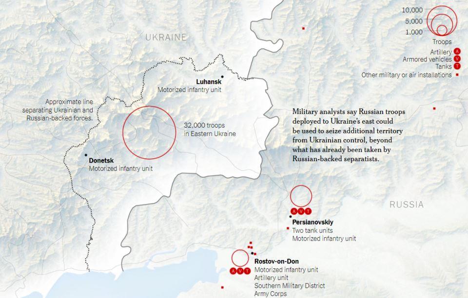 Російська армія оточує Україну з трьох сторін: New York Times склала карту 2