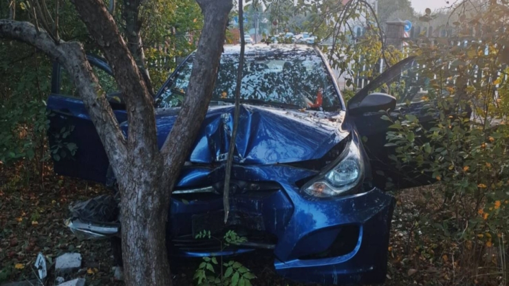 У Крихівцях водій Hyundai протаранив паркан і врізався в дерево