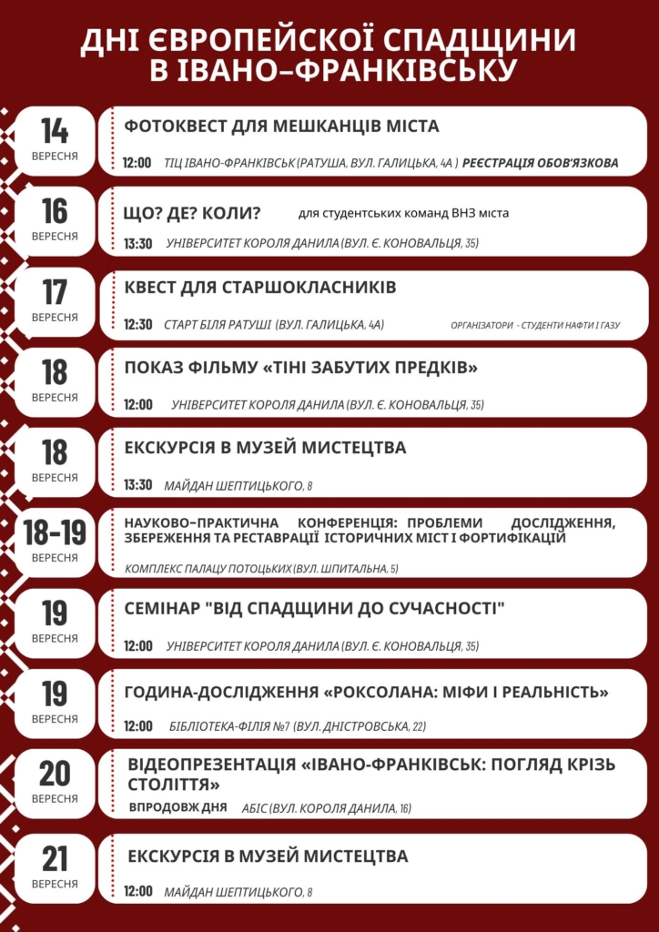 Франківськ приєднається до відзначення Днів європейської спадщини-2025. ПРОГРАМА 1