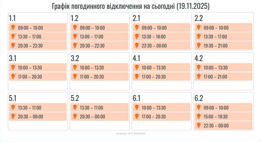 На Прикарпатті ввели графіки погодинних вимкнень. ОНОВЛЕНО 1