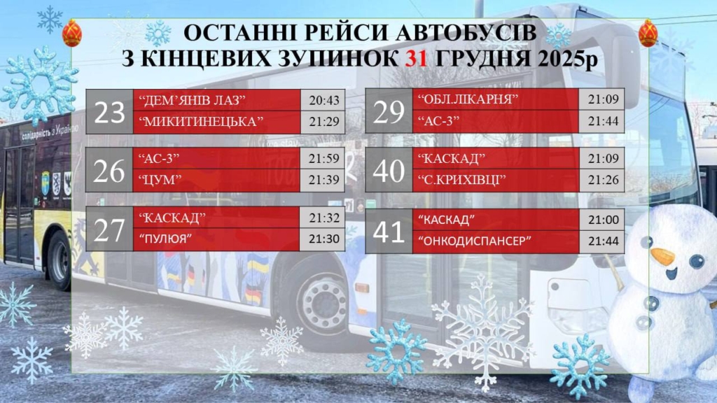 У Франківську на Новий рік зміниться графік руху транспорту 3