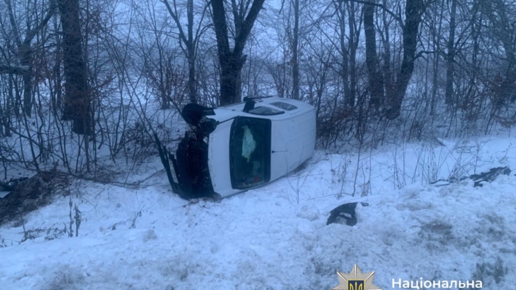 На Калущині Renault з'їхав у кювет і перекинувся