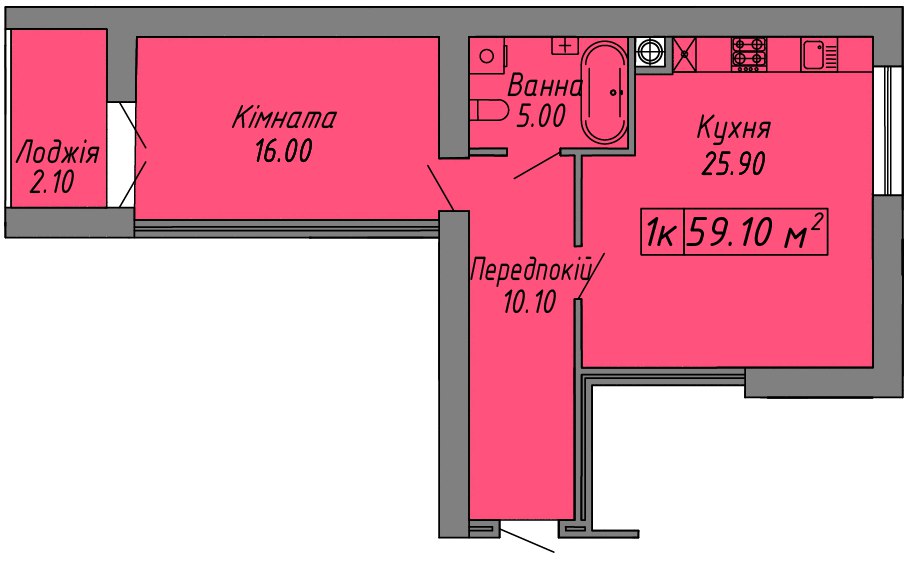 Один метраж — різні життя: дизайнерка Наталі Рудлевська аналізує планування на 59 м² у ЖК "Скандинавія" 1
