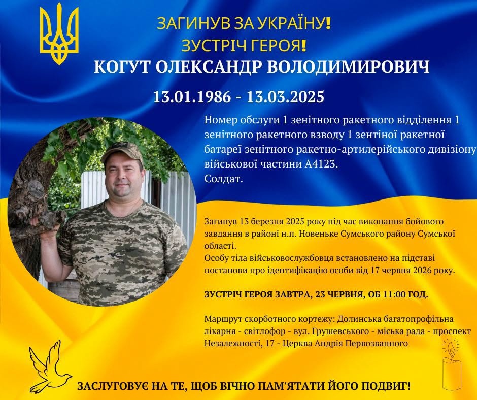 На війні загинув захисник Олександр Когут