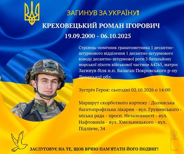 Підтвердили загибель захисника з Долинської громади Романа Креховецького 1